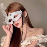 仮面舞踏会パーティーセクシーなハーフ顔メイク女性ハーフ顔セクシーなレースマスクハロウィンフェザーマスク