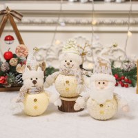 新しいクリスマス光る老人雪だるま人形飾りデスクトップ生地人形人形