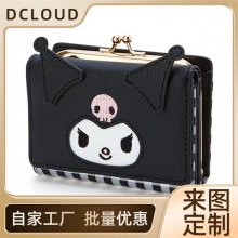 財布 PU レザー ジッパー バックル ミラー MLD カード ホルダー財布ショートかわいい漫画和風