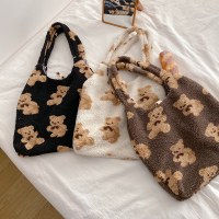 日本のクマのかわいいぬいぐるみバッグ女性の模造シェルパ大容量ショルダーバッグベストバッグ
