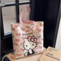 日本のkt猫漫画キャンバスバッグ小さな新鮮なショルダーバッグ 学生 クラスのポータブルキャンバスバッグ