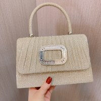 新しいヨーロッパとアメリカの小さな香りプリーツハンドバッグウェディングドレス誕生日パーティーイブニングドレスバッグダイヤモンドディナーバッグ