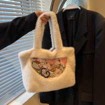 トート バッグ 模造ミンクぬいぐるみ バッグ 女性のための 2024 秋冬新スタイル多用途大容量シングルショルダー