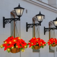 赤いクリスマスフラワーハンギングバスケットショッピングモールシミュレーションフラワー壁掛けドアハンギングクリスマス街路灯の装飾