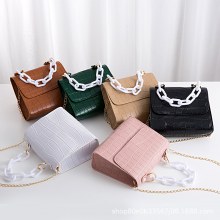 クロコダイル柄スモールスクエアバッグスモールバッグデリバリー太いチェーンハンドバッグ女性用