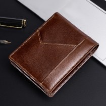 本革 メンズ 財布RFID耐磁性盗難防止ブラシレトロオイルワックス牛革財布