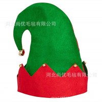 不織布フェルトクリスマスエルフハット大人と子供用パーティードレスアップ小さなベルクリスマスハット