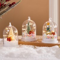 クリスマス装飾子供用光るファイアツリーシルバーフラワーギフトナイトライトデスクトップクリスマスツリー雪景色オーナメントアレンジメント