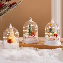 クリスマス装飾子供用光るファイアツリーシルバーフラワーギフトナイトライトデスクトップクリスマスツリー雪景色オーナメントアレンジメント