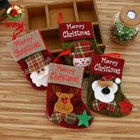 クリスマスデコレーション、ホリデーキッズギフト、クリスマスツリーデコレーションペンダント、小さな模造革レトロプリントイングリッシュクリスマスソックス