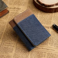 キャンバスウォレット ショート三つ折り メンズ財布 デニムコントラストカラー スモールウォレット
