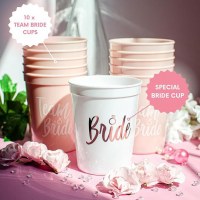 バチェラーパーティー花嫁結婚式の装飾花嫁プラスチックカップマカロンピンクチーム花嫁ブライドメイドカップ