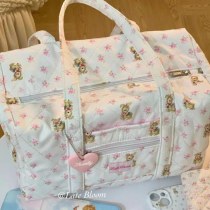大容量 短期旅行 女の子 新作 2024 通勤 学生クラス シングルショルダー トートバッグ 花柄生地