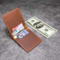 第一層クレイジーホースレザーシンプルなドルクリップ財布リアルカードクリップ超薄型レトロスタイル財布卸売