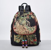 バッグ雲南エスニックスタイル刺繍新しいレディースバッグ孔雀刺繍バッグキャンバス女性のバックパック