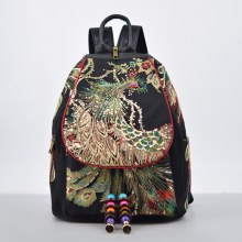 バッグ雲南エスニックスタイル刺繍新しいレディースバッグ孔雀刺繍バッグキャンバス女性のバックパック