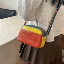 新しい本革レディースバッグ、ファッショナブルなソフトレザーバッグ、第一層牛革コントラストカラーシングルショルダークロスボディバッグ、女性用 携帯 電話バッグ