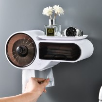 プラスチック製バスルームラウンドティッシュボックス壁掛けペーパーストレージパンチングペーパーロールなしバスルーム壁掛け収納ラック