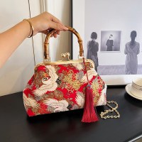 新しい中国風バッグ、レトロディナーバッグ、中国風チャイナバッグ、タンチョウ柄ハンドバッグ、ショルダーバッグ、女性用クロスボディバッグ