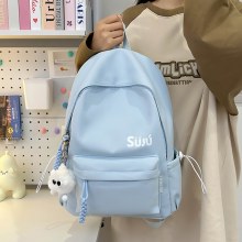 インスタイル和風ソフトガールスクールバッグ文学ミニマリストスタイル韓国語バージョン無地バックパック中学生高校生バックパック
