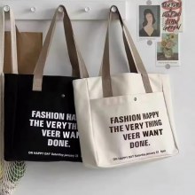 キャンバスバッグ イン 女子 学生 韓国 大容量 レターショルダーバッグ トートバッグ シンプル ファッション キャンバスバッグ