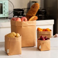 洗えるクラフト紙袋デスクトップ収納キッチン冷蔵庫収納袋肥厚角底袋