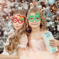 ヨーロッパとアメリカの 2025 クリスマスパーティーメガネクリスマステーマの雰囲気装飾子供の漫画ヘラジカクリスマスツリーメガネ