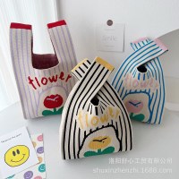 ニットハンドバッグトートバッグ女性の仕事と通勤のための大容量リストバッグ旅行ハンドバッグ