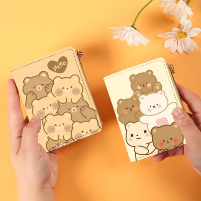 新しい漫画クマアニメ かわいい ショートジッパー財布女子学生財布カードバッグ小さくて新鮮な小銭入れ