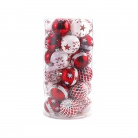 クリスマスボールセットプラスチック電気メッキ手描きボールギフトボックスクリスマスツリーペンダントクリスマス雰囲気ハンギングボール