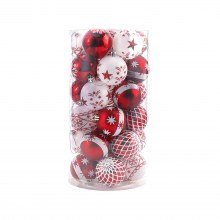 クリスマスボールセットプラスチック電気メッキ手描きボールギフトボックスクリスマスツリーペンダントクリスマス雰囲気ハンギングボール