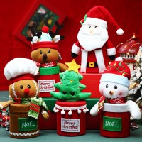 クリスマス装飾刺繍入り英語リンゴボックスサンタクロースクッキーマン漫画子供用キャンディージャーギフトボックス