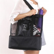 ポータブルショルダー乾湿分離バッグ二層ピクニックバッグ男性と女性のスポーツグリッド旅行屋外収納バッグ