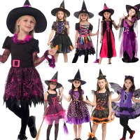 ハロウィン子供衣装ドラマパフォーマンスメッシュ魔女マント魔女スーツ服女の子魔女スカート
