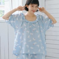2024 新しいパジャマ夏の女性の純粋な綿薄い半袖ショーツセットホーム服綿クラス A 綿糸インスタイル