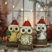 新しい発光クリスマスフクロウクリスマス装飾ホームリビングルームデスクトップ樹脂工芸品装飾品