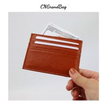 超薄型防水マルチカラー 7 枚のカード スロット カード ホルダー本革小石仕上げ第 1 層牛革 ID カード ホルダー