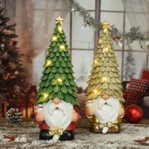新しいドワーフドワーフ発光クリスマスツリー装飾樹脂ホリデーシーンデスクトップ装飾
