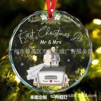 クリスマスクリスタルラウンドペンダントガラス透明漫画パターンクリスマスツリー装飾カスタムペンダント