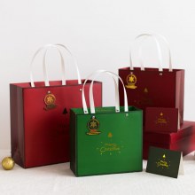 ホットスタンプクリスマス紙袋クリスマスキャンディギフトバッグ購入レトロギフト紙袋包装クリスマスイブアップルギフトバッグ