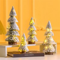 新しいクリエイティブライト植毛杉の木デスクトップクリスマスツリーオーナメントクリスマス装飾ミニ松葉ホリデーアレンジメント