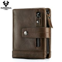 ヨーロッパとアメリカのメンズバッグジッパーコインバッグ第一層牛革小銭入れメンズショート本革メンズ財布
