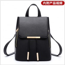 新しいダブルジッパーアイアンエッジ巾着フリップ PU 韓国スタイルバックパックファッション女性のバックパック女性のバッグ