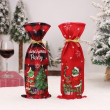 クリスマスシーンの装飾小道具グリーンモンスターグリンチワインボトルセット漫画テーブルワインボトル装飾