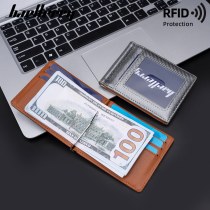 メンズカードホルダーカーボンファイバービジネス二つ折りRFID耐磁財布カードホルダー財布ドルバッグ手作り財布