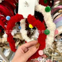クリスマスのカラフルなファーボールヘッドバンド、ヘアロープ、大腸リング装飾小道具、親友への女の子へのギフト、クリスマスギフト