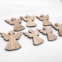 クリスマスホームデコレーションギフトアクセサリー、木製工芸品ハングタグ、クリスマスエンジェルDIY小さなペンダント。