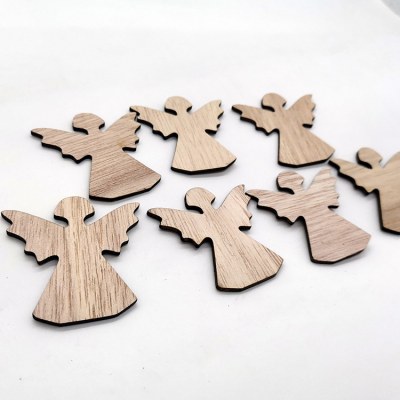クリスマスホームデコレーションギフトアクセサリー、木製工芸品ハングタグ、クリスマスエンジェルDIY小さなペンダント。