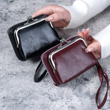 新しい財布レディースクロスボーダーバッグレディースバックル小銭入れジッパークリップバッグクラッチバッグ複数のカードスロット