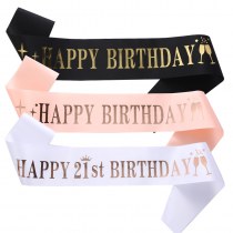 新しい誕生日パーティーリボンエチケットベルトHAPPY BIRTHDAY ショルダーストラップ ベルト10 13 16 18 2130